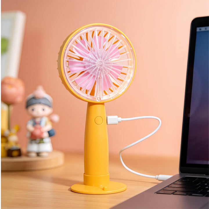 Women's portable USB hand fan with flexible tilt mechanism and ergonomic handle Kalsten