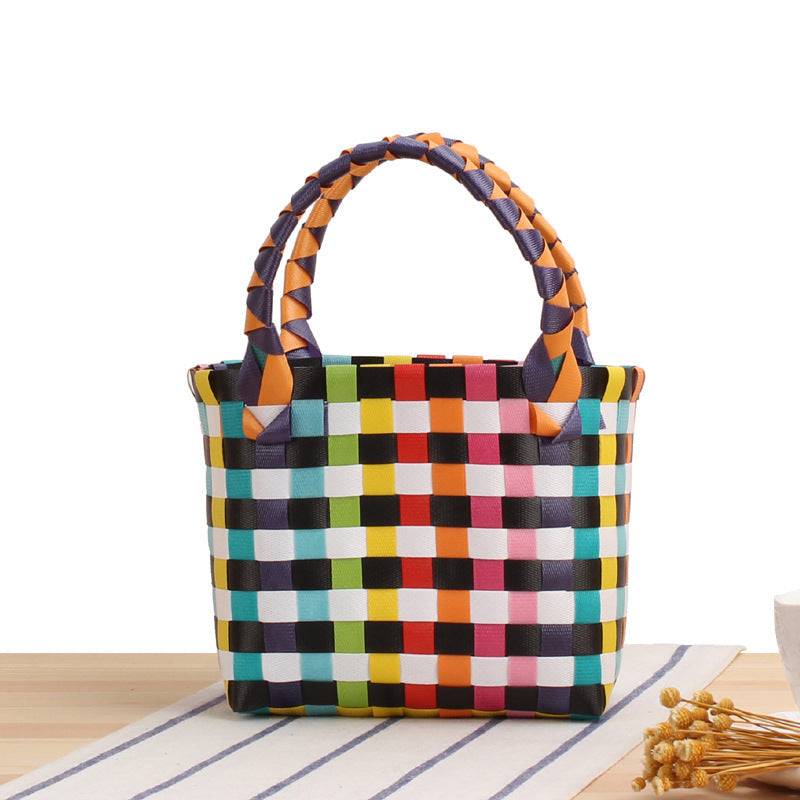Handcrafted Tote Bag in Modern Check Pattern Kalsten