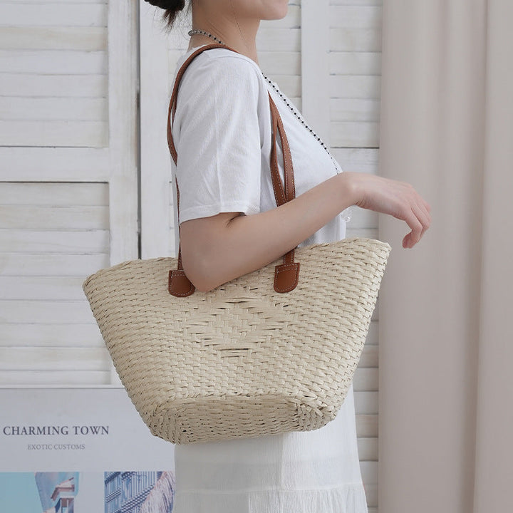 Elegant basket bag with high-quality leather handles Kalsten