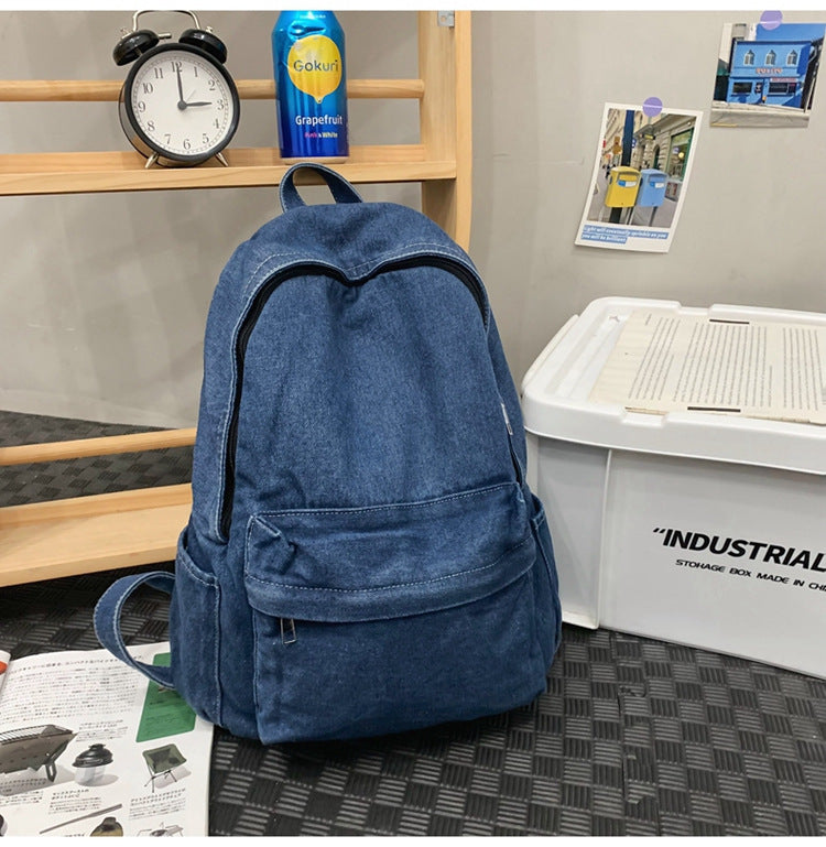 Casual Denim-Style School Backpack