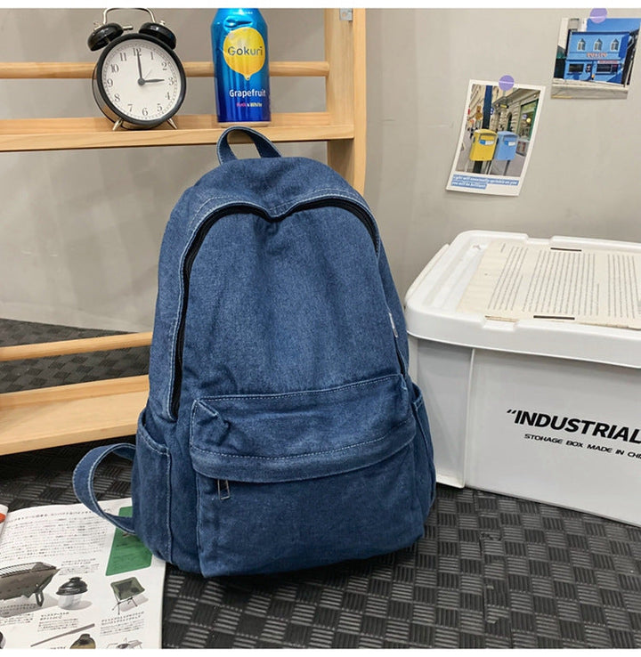 Casual Denim-Style School Backpack