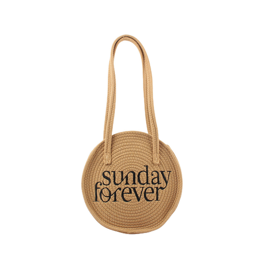 Round tote bag with stylish lettering Kalsten