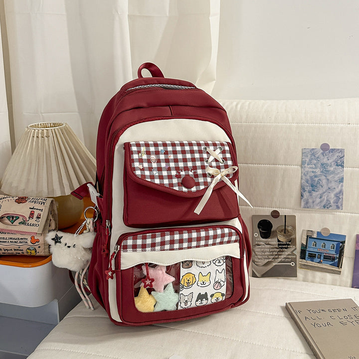 Stylish Gingham Pattern School Backpack