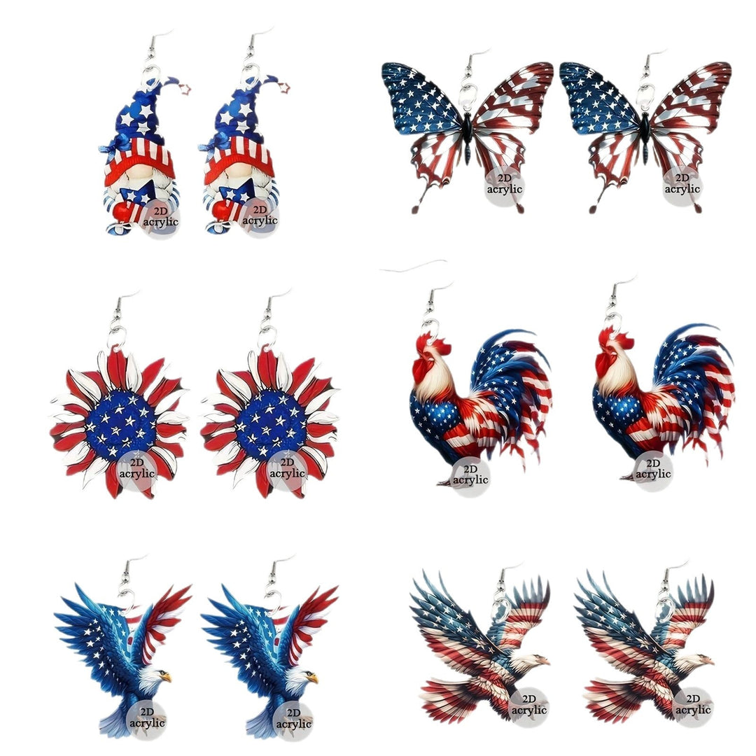 Ladies playful Gnome earrings made of acrylic with patriotic stars-and-stripes motif and skin-friendly hooks Kalsten