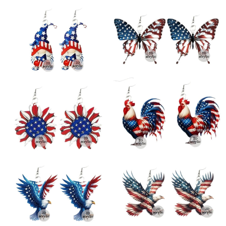 Ladies playful Gnome earrings made of acrylic with patriotic stars-and-stripes motif and skin-friendly hooks Kalsten
