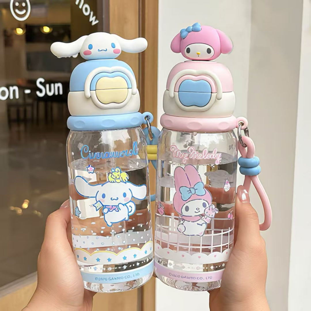 Ladies water bottle with interactive lid and cute Pochacco design Kalsten