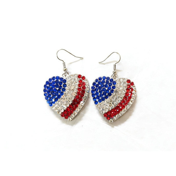 Women’s striking rhinestone earrings with flag motif United States Kalsten