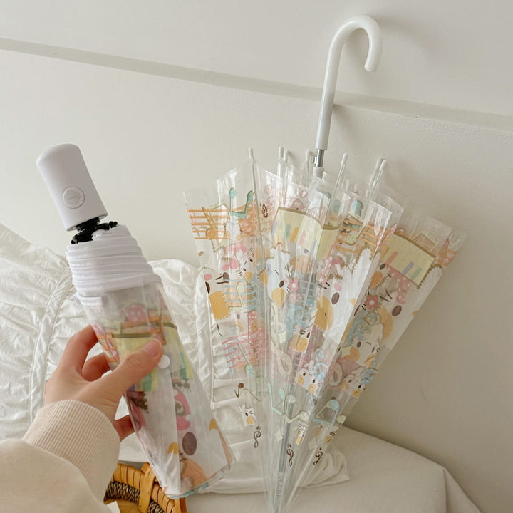 Women's Transparent Folding Umbrella with Playful Animal Design Kalsten