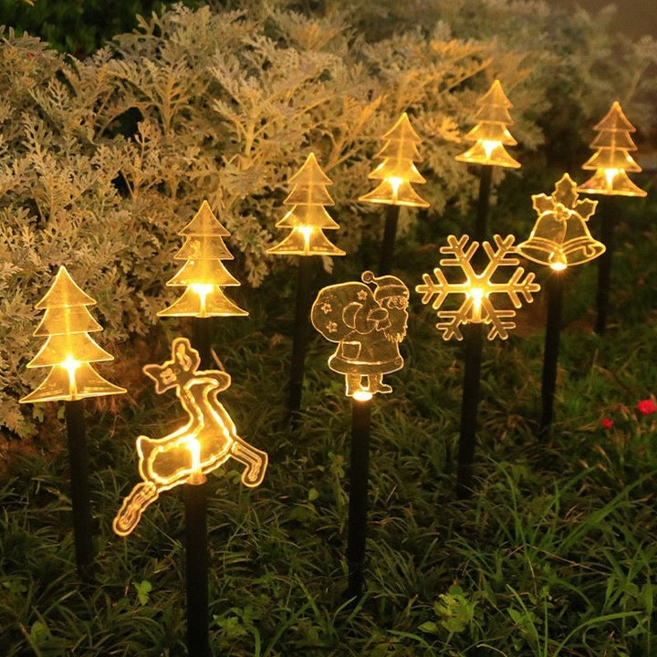Acrylic Holiday Motif Solar Pathway Stake Lights With Warm LED And Ground Spike Kalsten