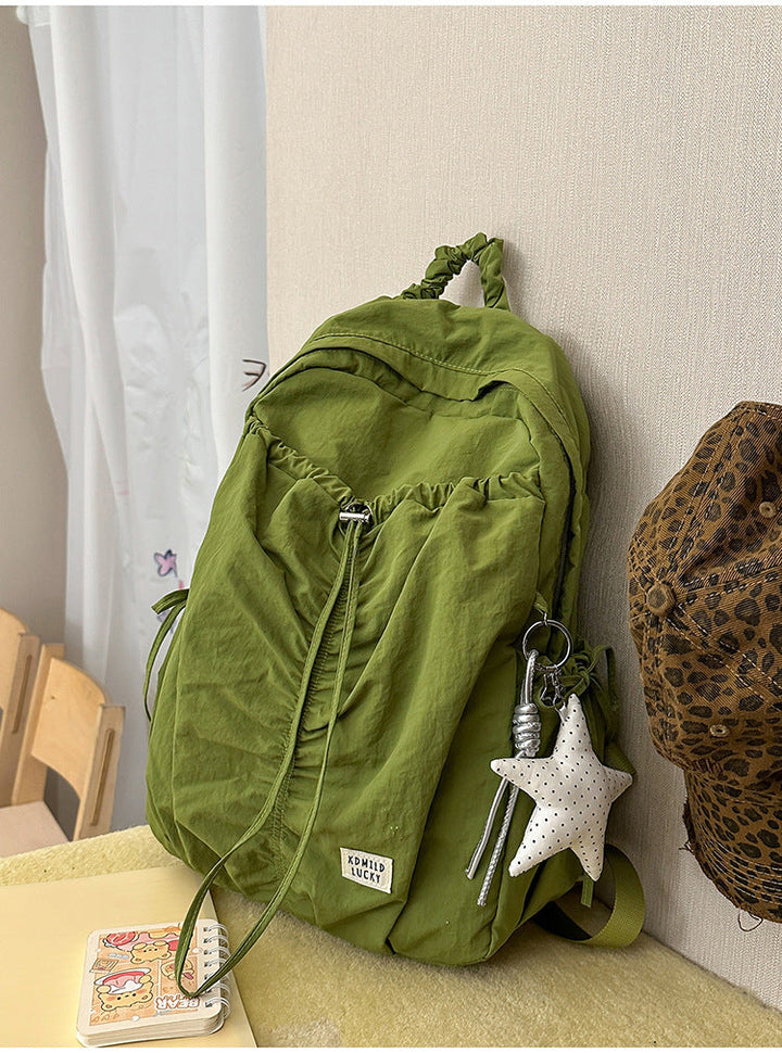 Casual Crinkled Fabric School Backpack