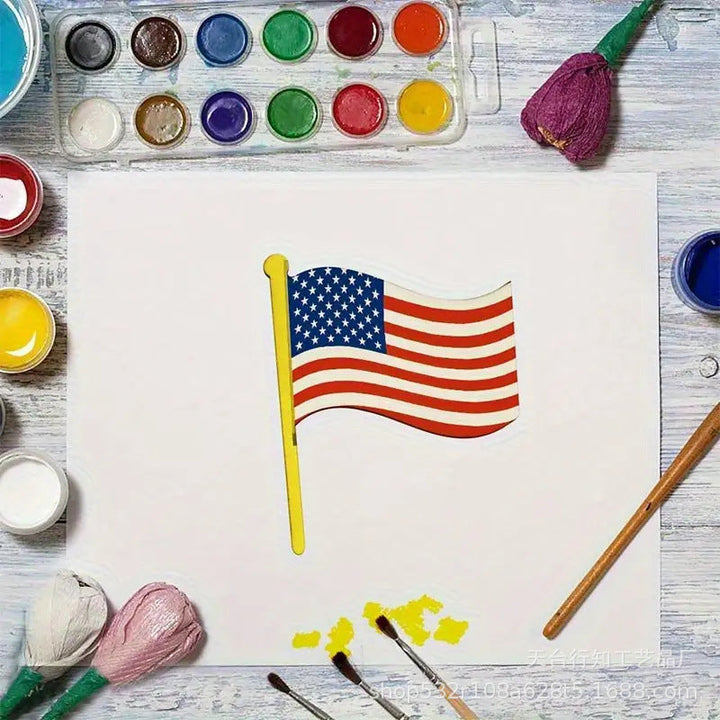 Unisex nan set made of wooden flags for painting and decorating with jute string Kalsten