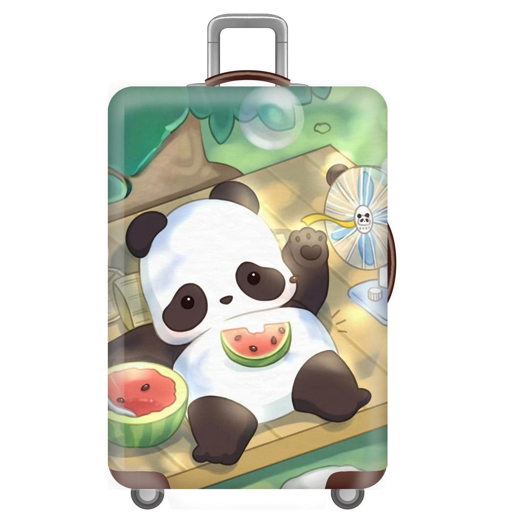 Unisex non-elastic suitcase cover for hard shell trolley with cute panda design, stretch protective cover with handle and wheel openings Kalsten