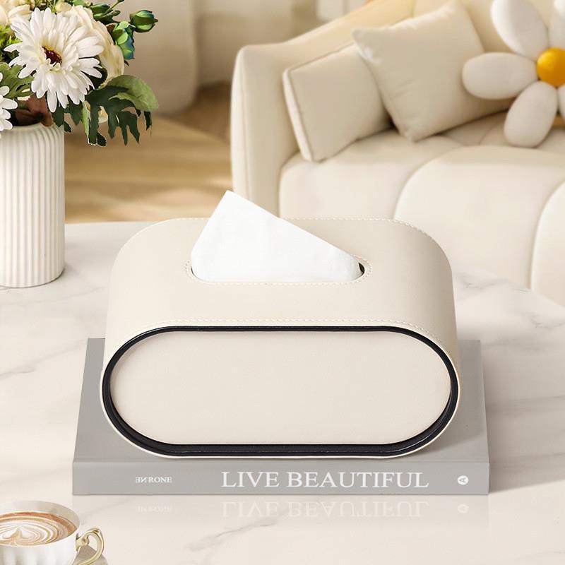 TissuLuxe Oval – Leather Tissue Box Cover for Living Room, Car & Office | Kalsten