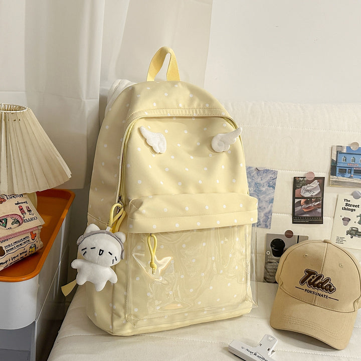 Cute Cartoon-Inspired Clear Pocket School Backpack