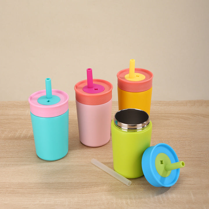 Ladies Insulated Drinking Bottle with Silicone Lid and Straw Kalsten