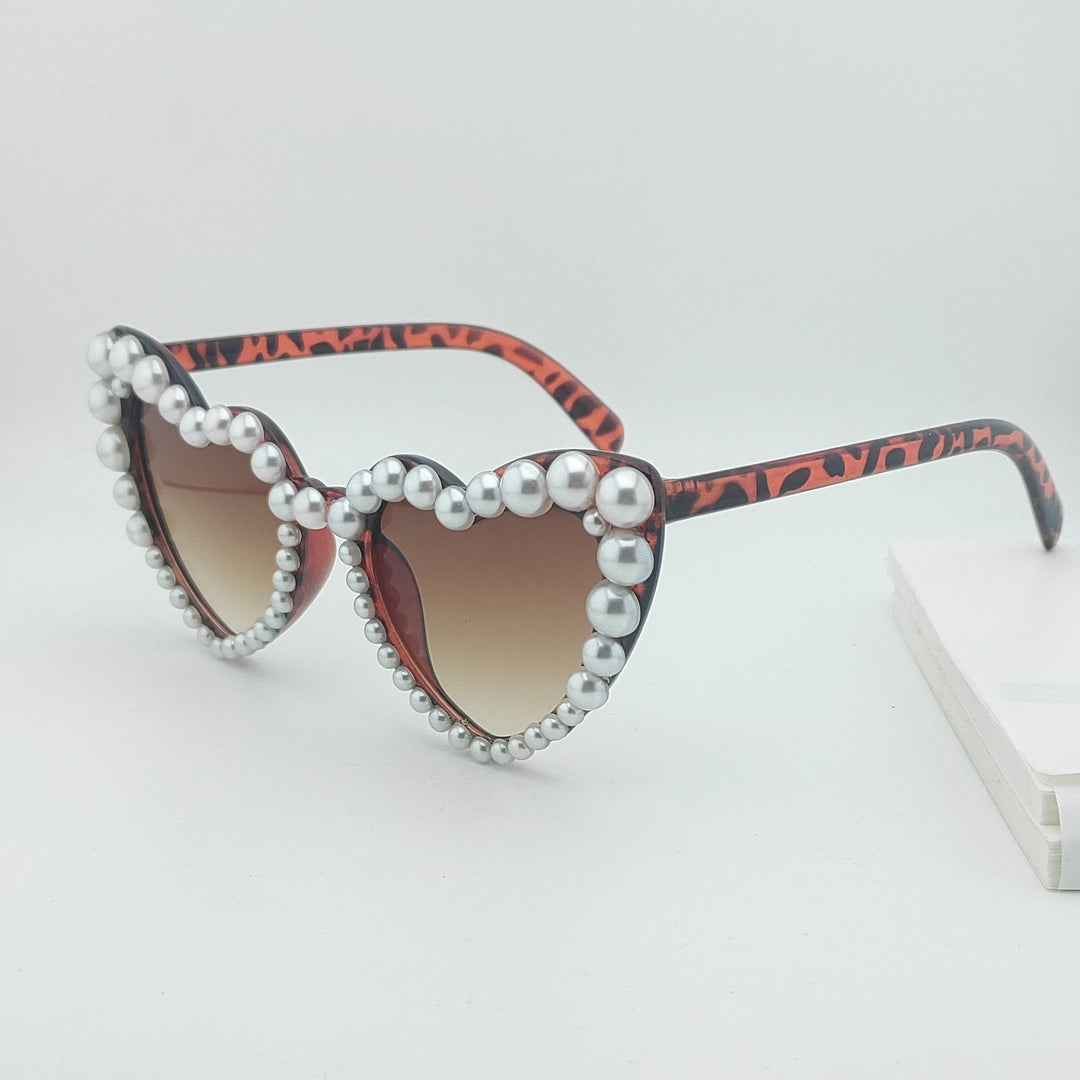 Heart-Shaped Pearl-Accented Sunglasses Kalsten