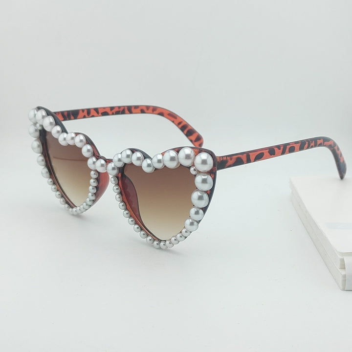 Heart-Shaped Pearl-Accented Sunglasses Kalsten