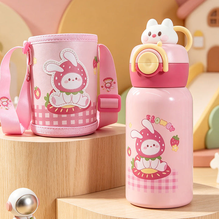 Women's insulated drinking bottle with cute dog design and practical carrying strap Kalsten