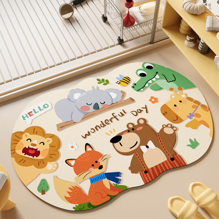 Playful Cartoon Animal Area Mat Kalsten