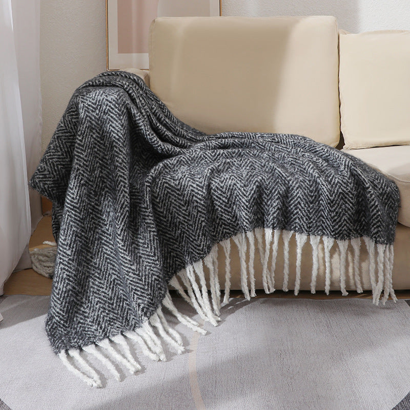 Unisex Stylish Herringbone Throw Blanket