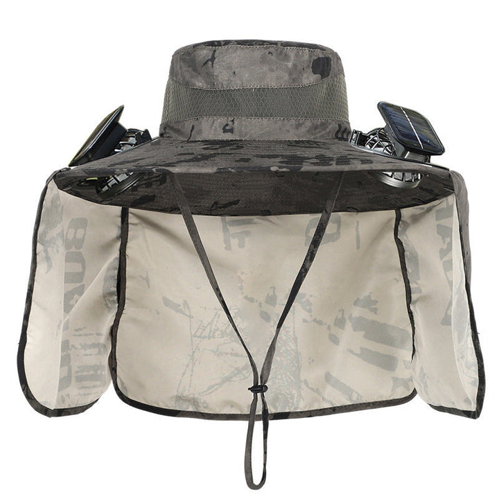 Sun hat with neck protection and integrated solar-powered dual fans Kalsten
