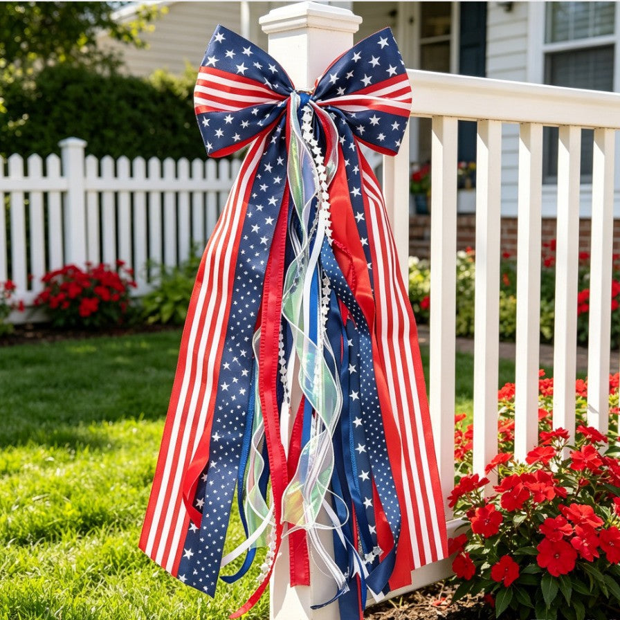 Unisex nan decorative ribbon hanging decoration with long satin and organza ribbons Kalsten