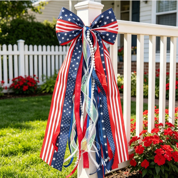Unisex nan decorative ribbon hanging decoration with long satin and organza ribbons Kalsten