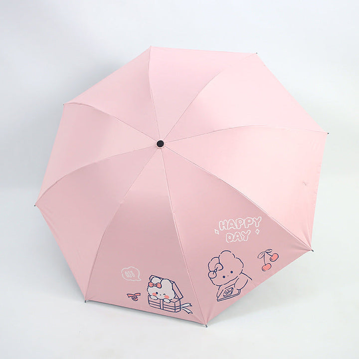 Ladies folding umbrella with playful design and cheerful Kalsten motif
