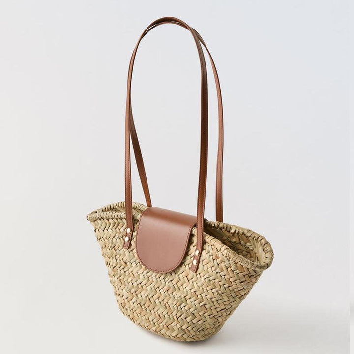 Handcrafted basket bag with leather flap Kalsten