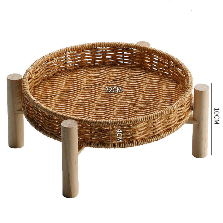 Unisex Round Storage Bowl with Wooden Legs Kalsten
