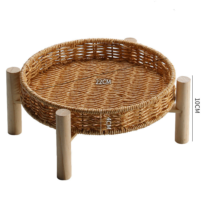 Handwoven Decorative Tabletop Basket with Wooden Legs Kalsten