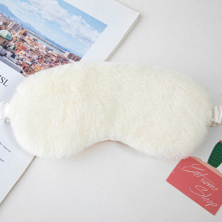 Women's fluffy ergonomic eye mask with adjustable satin band and soft faux fur cover Kalsten