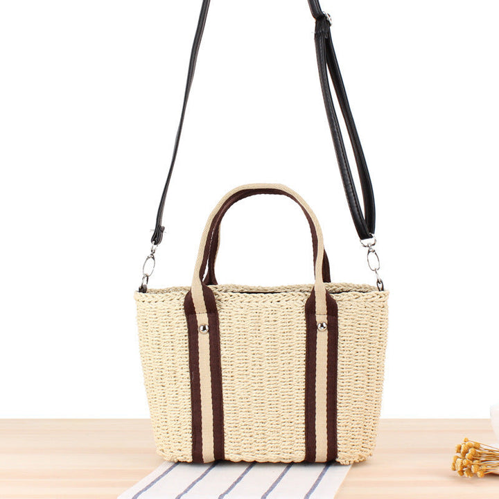 Handbag Made of Braided Natural Material with Removable Leather Strap Kalsten