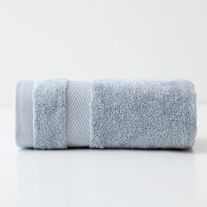 Plush Long-Staple Cotton Bath Towel With Dense Terry Pile And Chevron Dobby Border