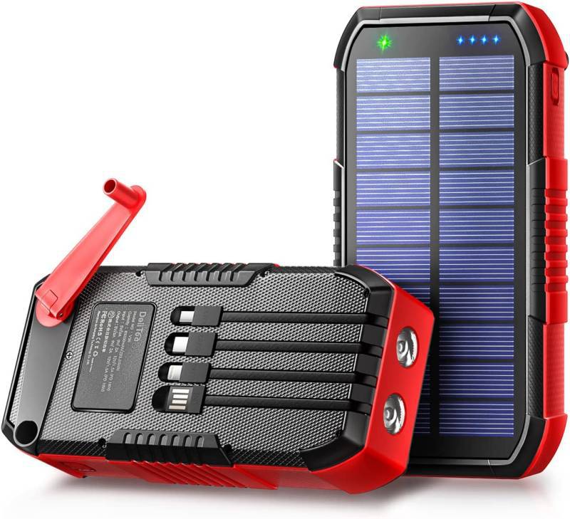 Portable power bank with solar charging and integrated LED light Kalsten