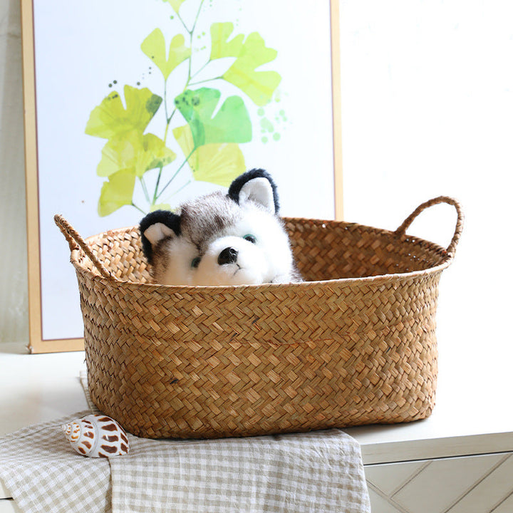 Natural Woven Storage Basket with Ergonomic Handles Kalsten