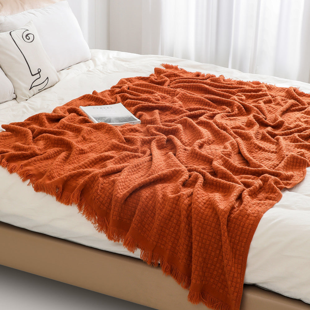 Women's soft and stylish fringed fleece blanket Kalsten