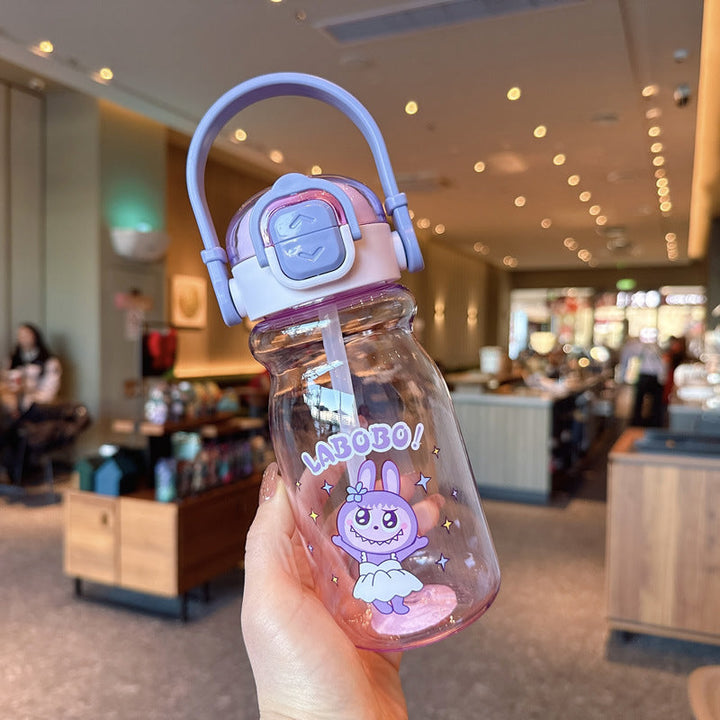 Women's Funny Plastic Drinking Bottle with Integrated Straw Function Kalsten