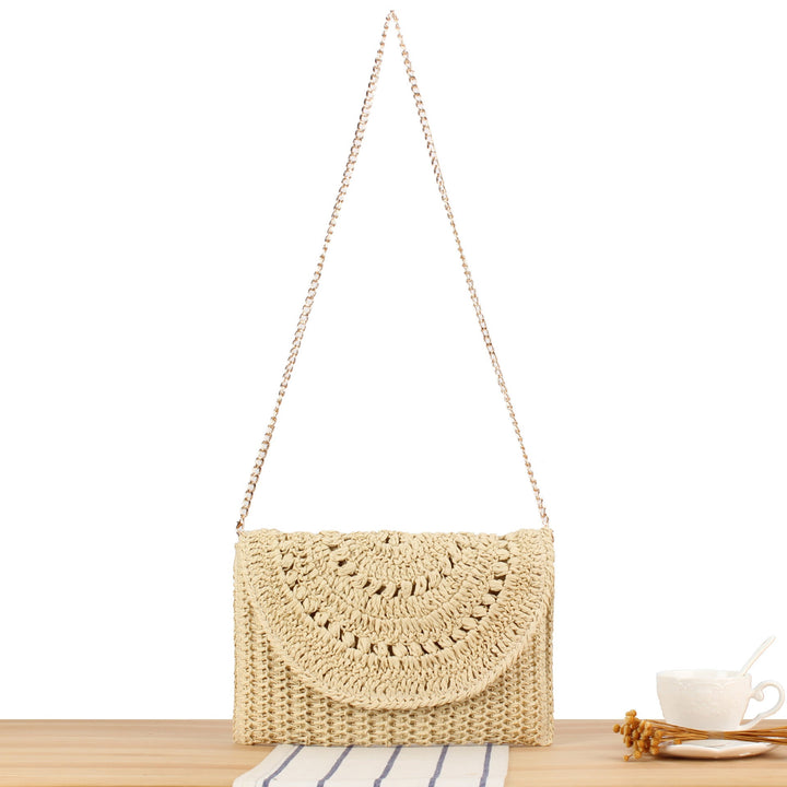 Woven Bast Handbag with Elegant Chain Decoration Kalsten