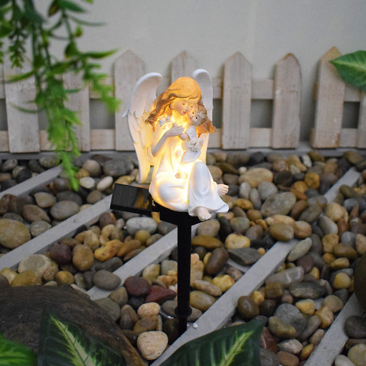 Decorative Solar Garden Stake Statue Resin Girl Figurine With Integrated Solar LED And Weatherproof Spike Kalsten