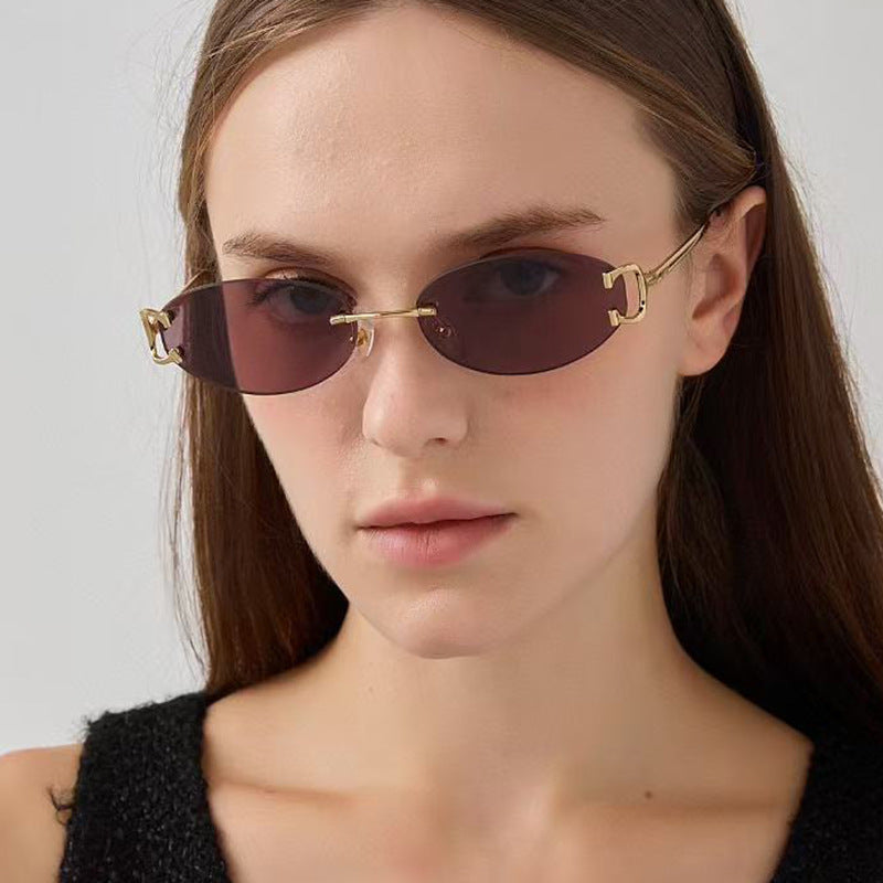 Women's elegant oval-shaped sunglasses with fashionable metal frame Kalsten