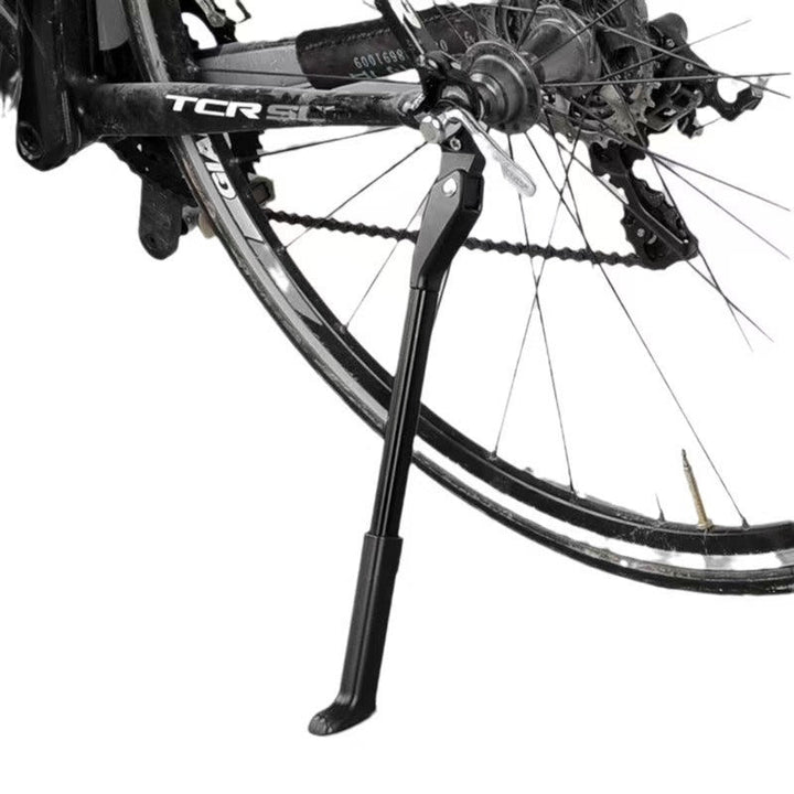 adjustable rear bicycle kickstand with hinged mounting plate and rubber foot Kalsten