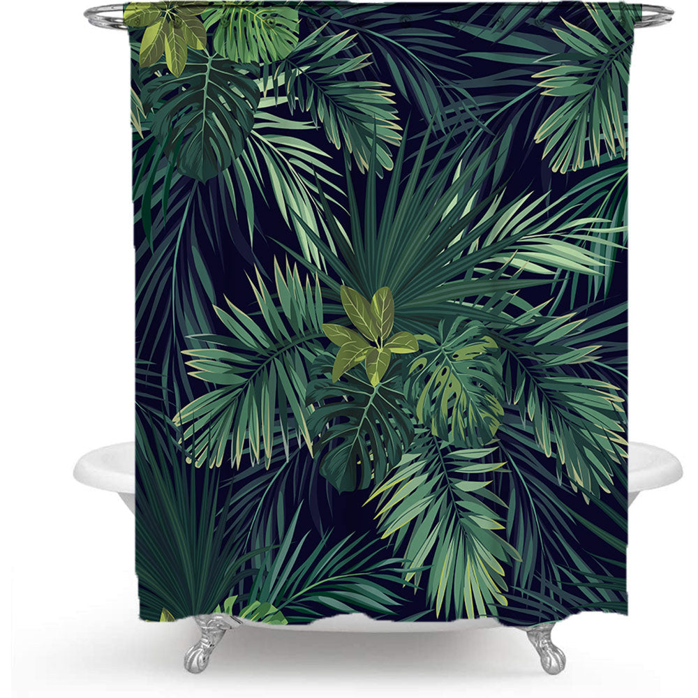Tropical Leaf Print Shower Curtain Kalsten