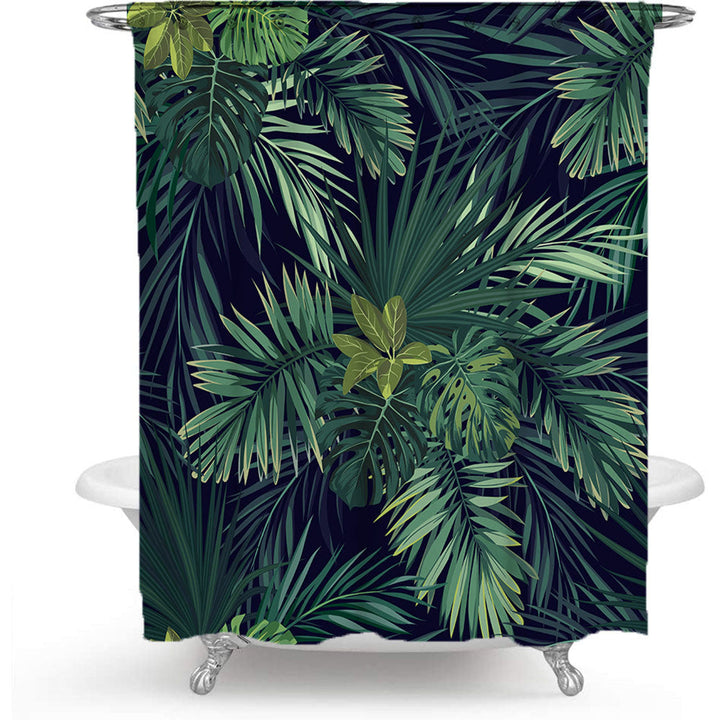 Tropical Leaf Print Shower Curtain Kalsten