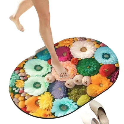 Floral Memory Foam Bath Mat Acalora
