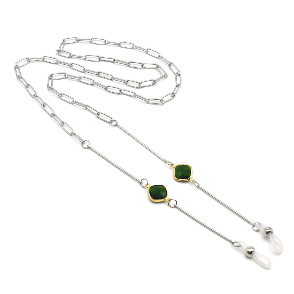 Fashionable glasses holder chain with colorful crystal pendants Kalsten
