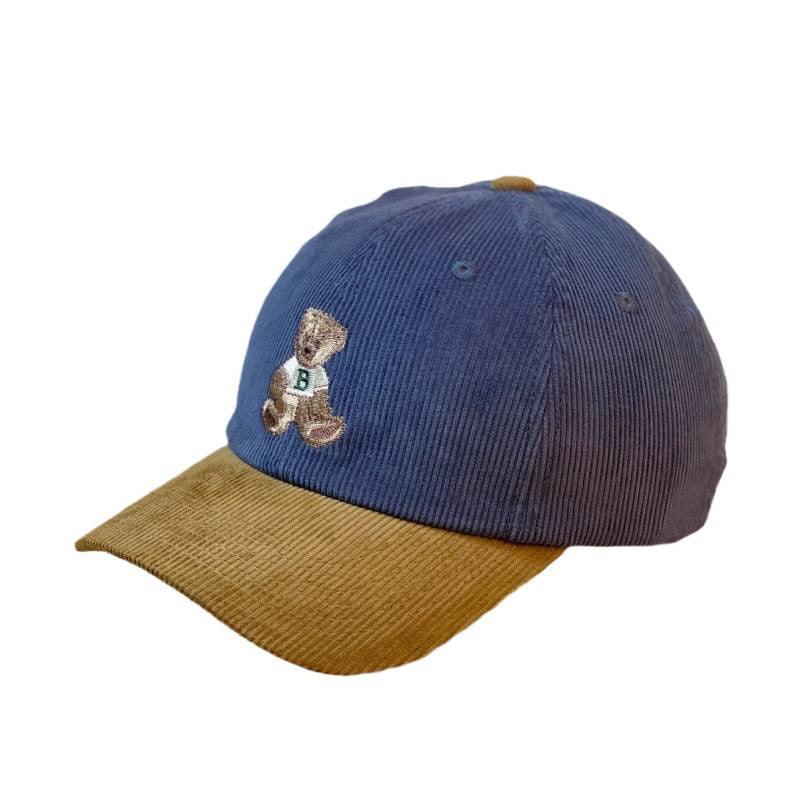 Women's Corduroy Baseball Cap with Teddy Bear Embroidery Kalsten