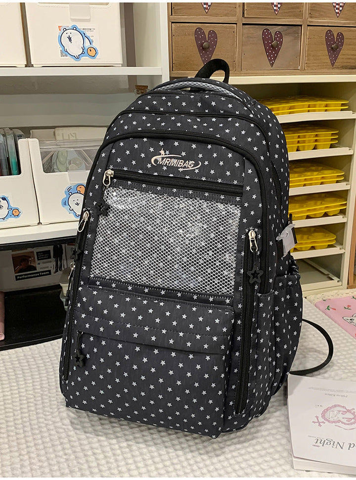 Star-Print Multi-Functional School Backpack