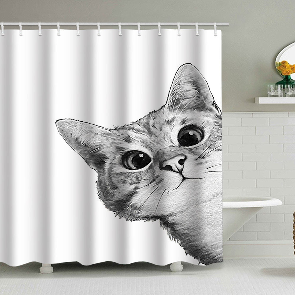 Artistic Dog Illustration Shower Curtain Kalsten
