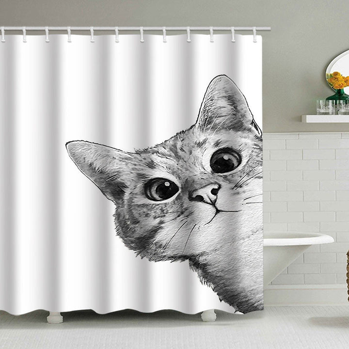 Artistic Dog Illustration Shower Curtain Kalsten